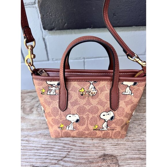 Coach Handbags - Coach Peanuts Snoopy Woodstock Mini Satchel Crossbody Signature Canvas Bag